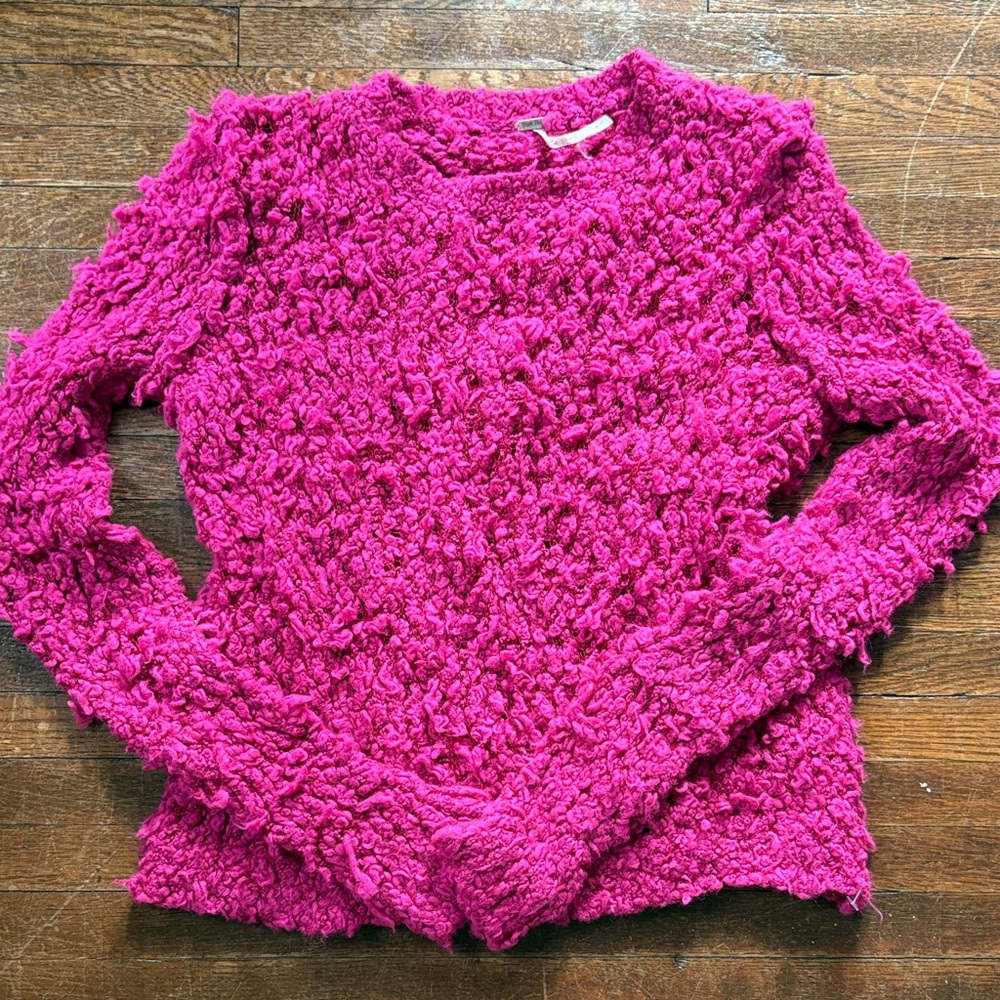 Free People Fuchsia Textured Women's Sweater